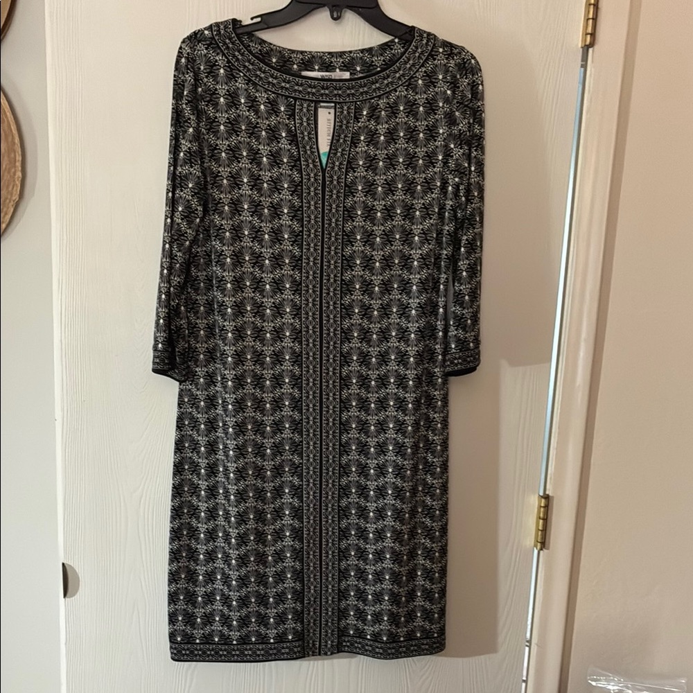 Stitch Fix Elegant Black and White Patterned Dress, size 8